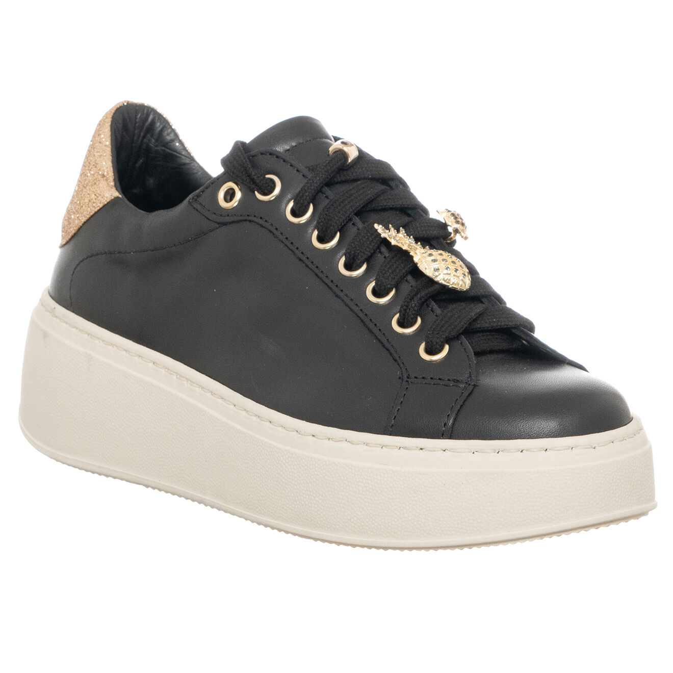 Loretta Pettinari Sneakers en Cuir Pace noir/blanc/platine