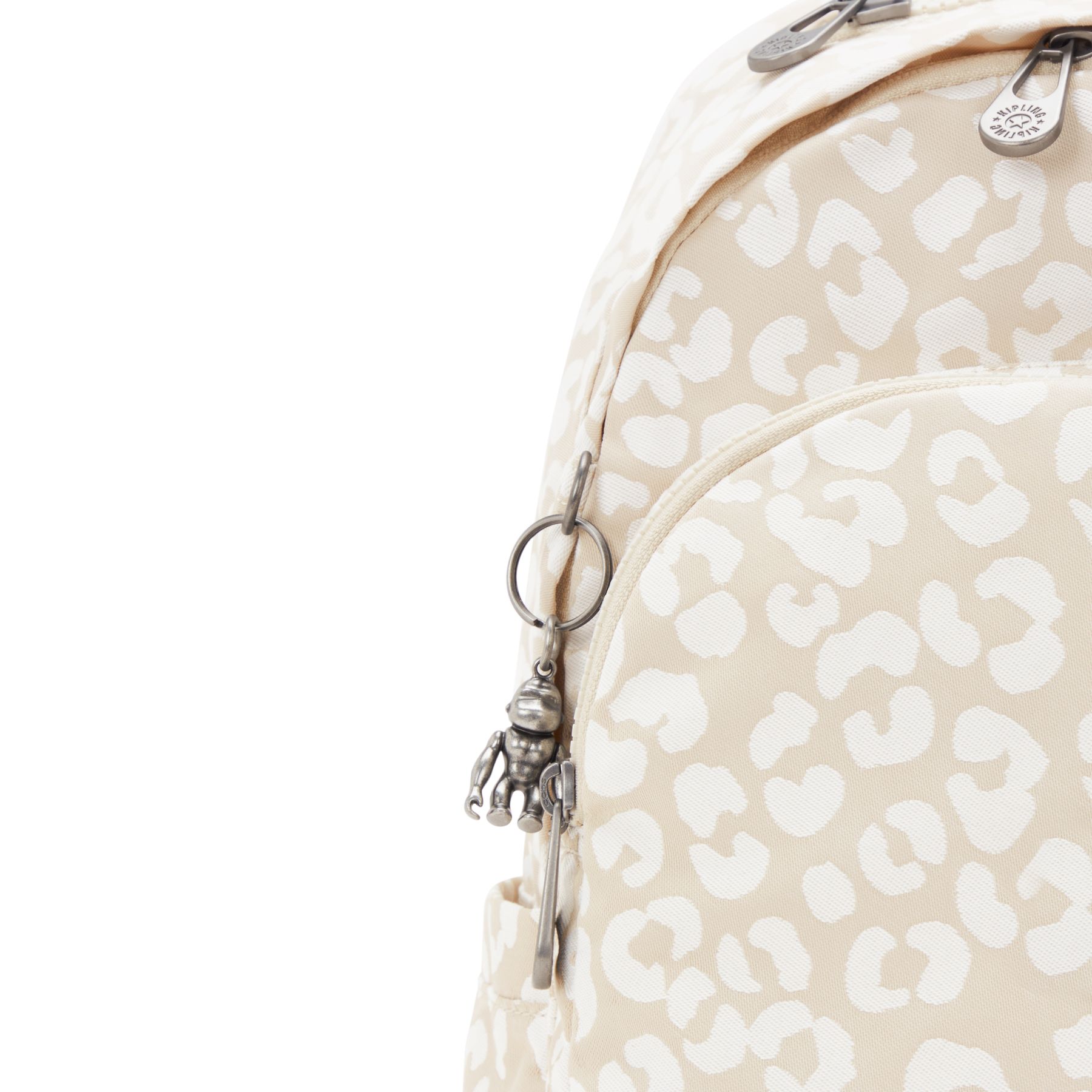 DELIA Sac à Dos Moyen avec Poche Frontale et Poignée Supérieure - White Cheetah J