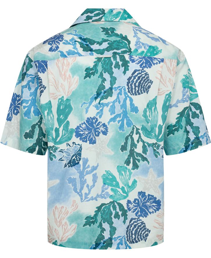 Gant REL CAMP COLLAR SEA PRINT SS SHIRT Rich blue