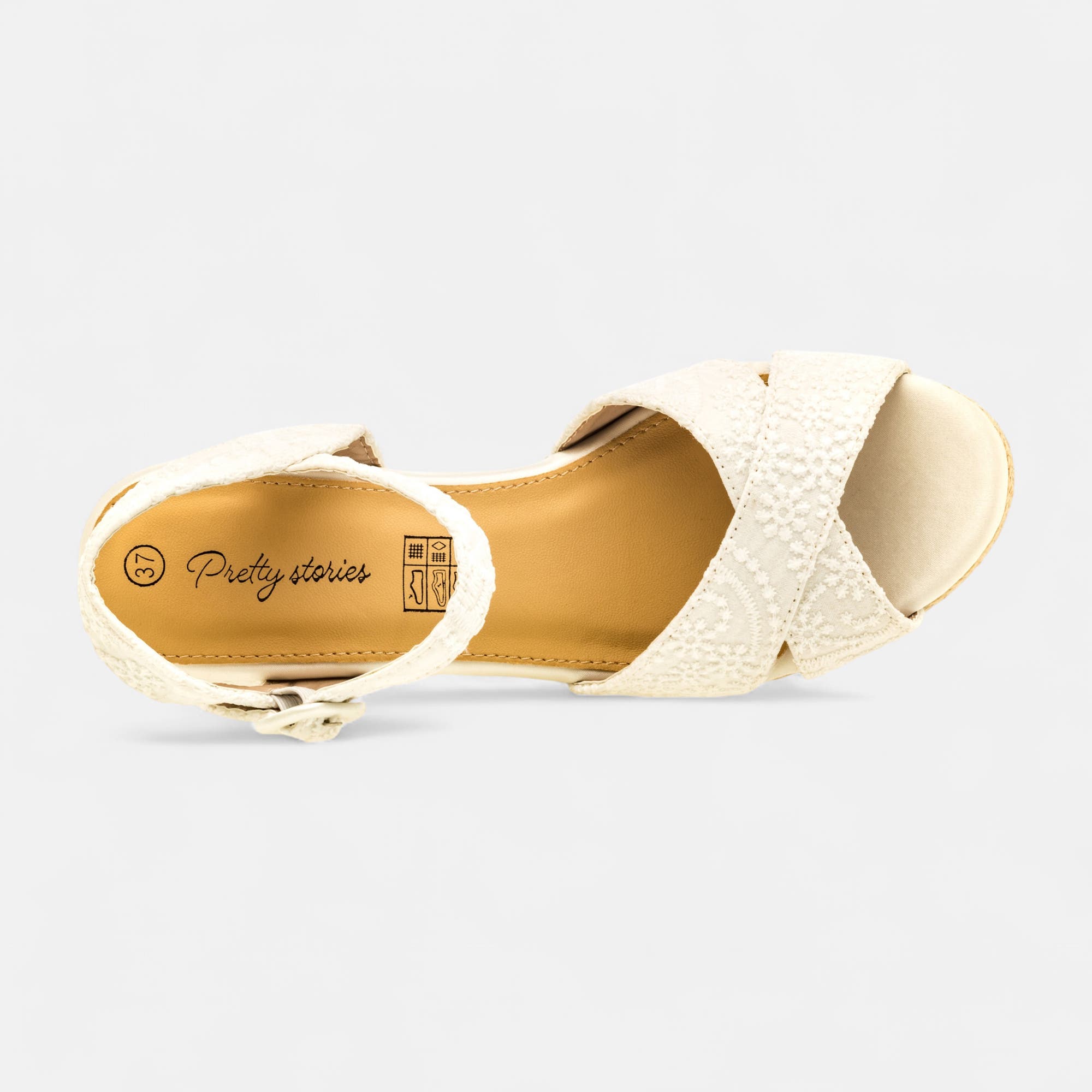 Nu-pieds à talon compensé Femme blanc