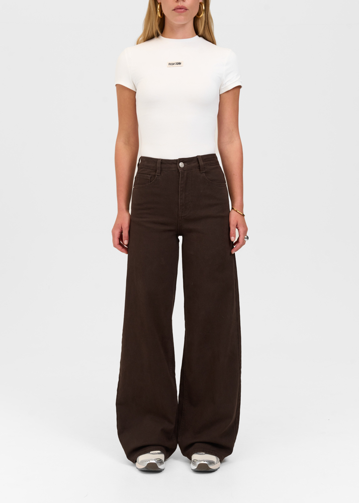 Wide leg stretch jeans deep choco