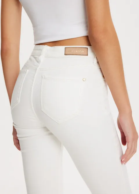Rose mid rise skinny jeans wit (WIT)