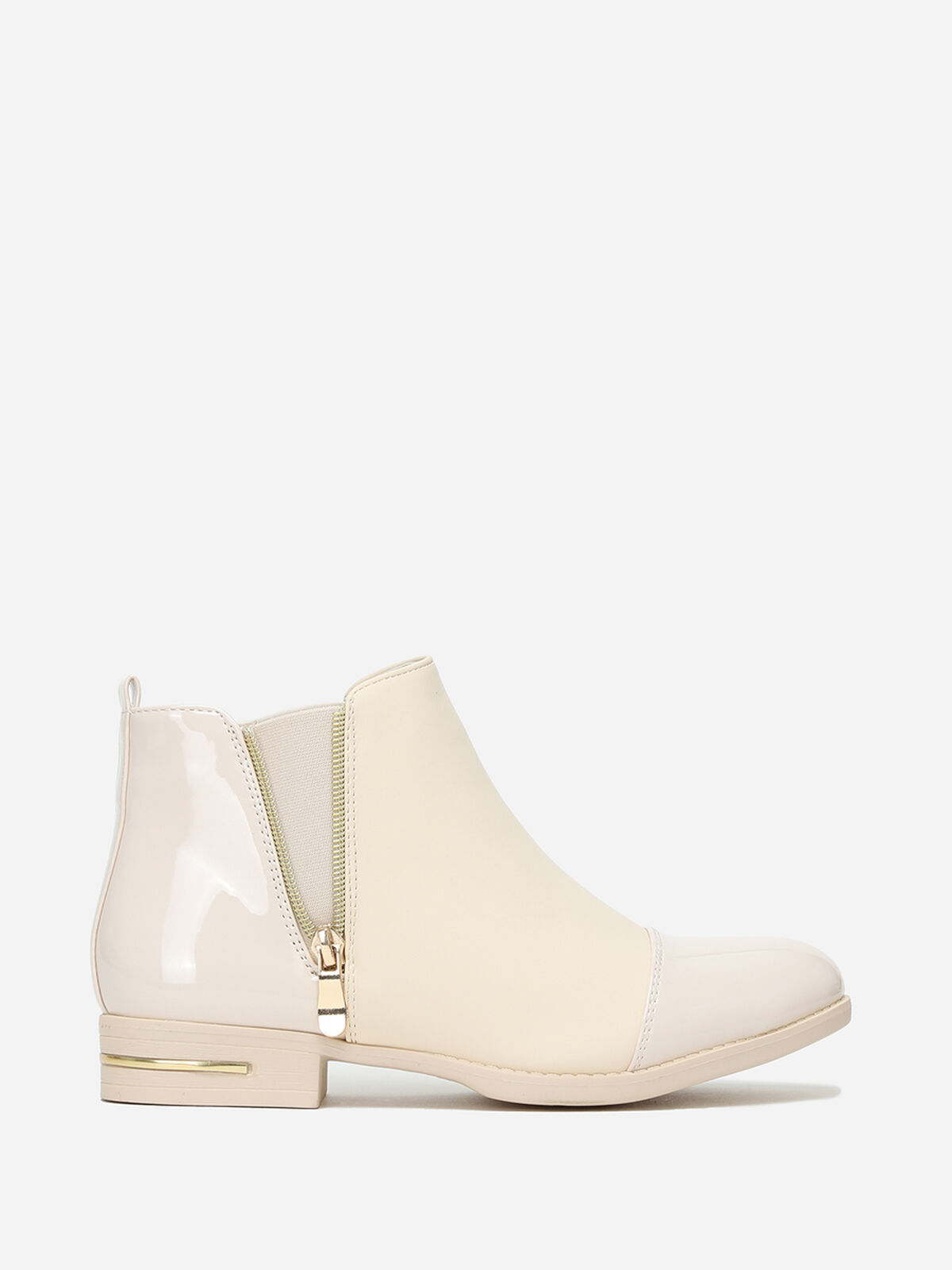 Chelsea bi-matières à zip- Beige