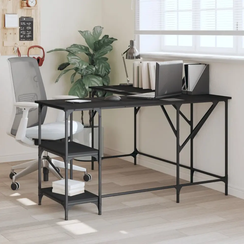 vidaXL - Bureau - Zwart - Bewerkt hout