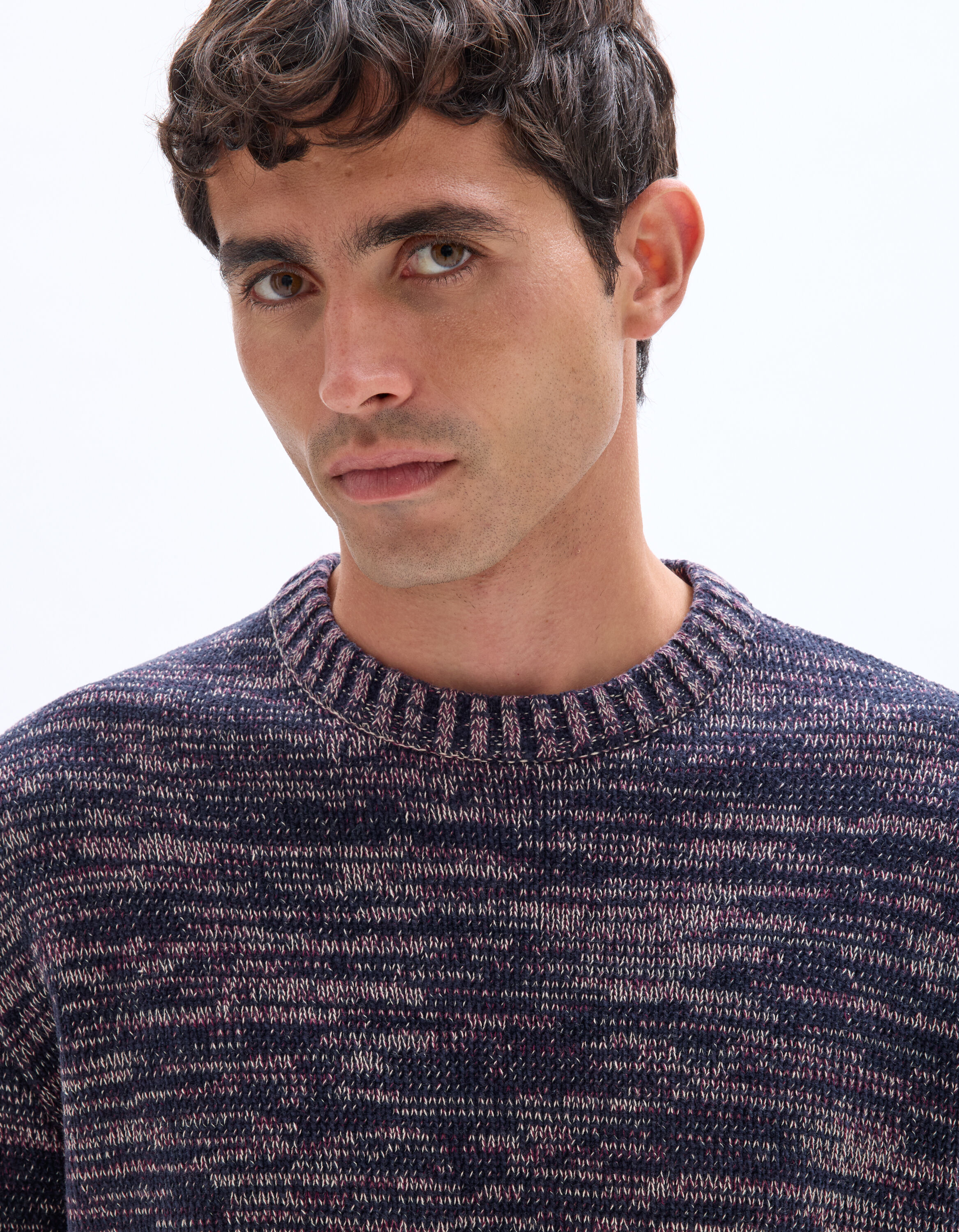 Pull col rond 100% coton de chenille - marine