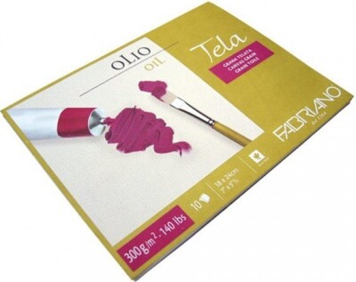 Maleblog Til Oliemaling - 18 X 24 CM - Canvas Grain - 10 Ark - Fabriano
