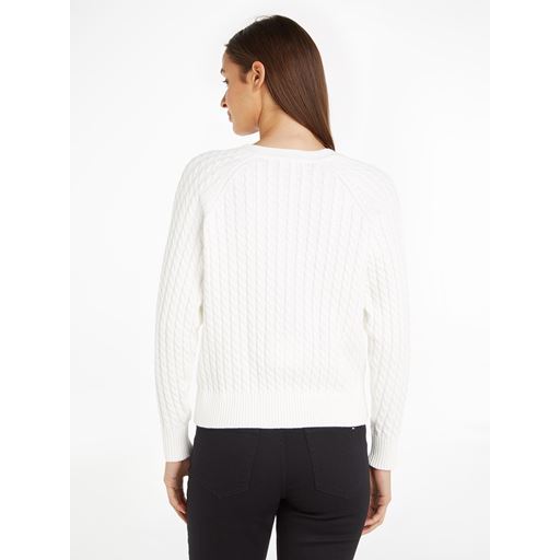 Tommy Hilfiger Cable V-Neck Sweater, Ecru, S