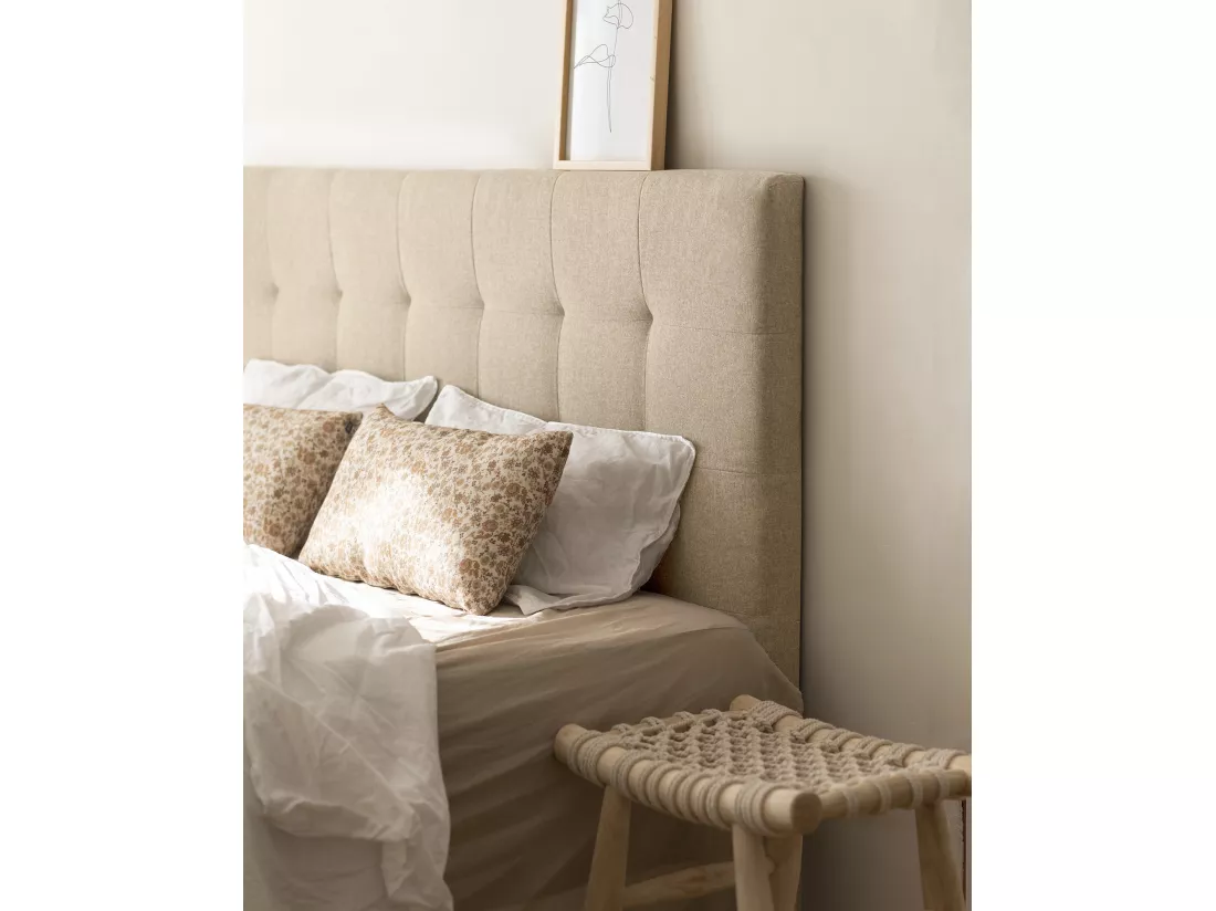 Tête de lit polyester capitonnée beige 180x80cm - ALAN - DECOWOOD
