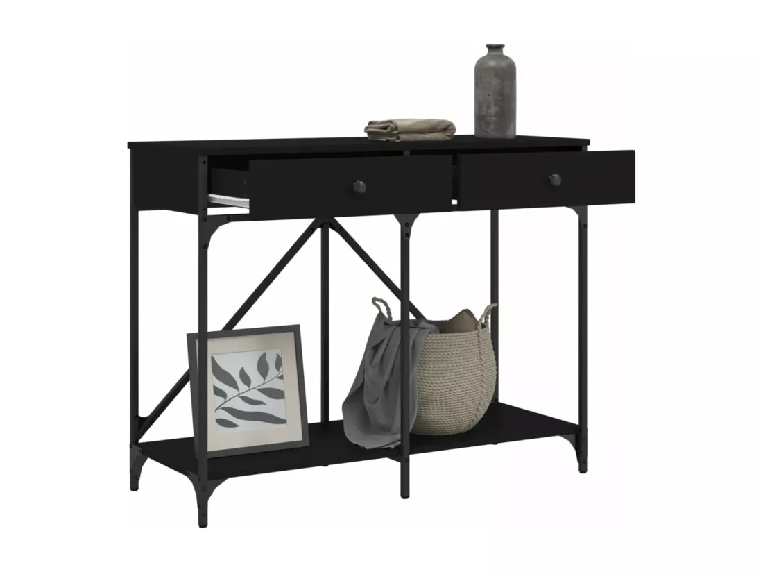 Table console noir 100x39x78,5 cm bois d'ingénierie