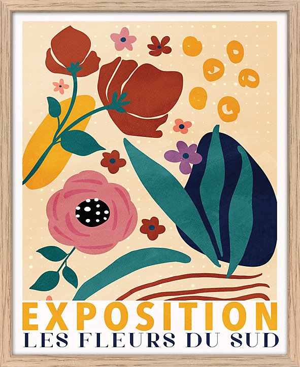 Image encadrée fleurs multicolore Dada Art l.33 x H.53 cm