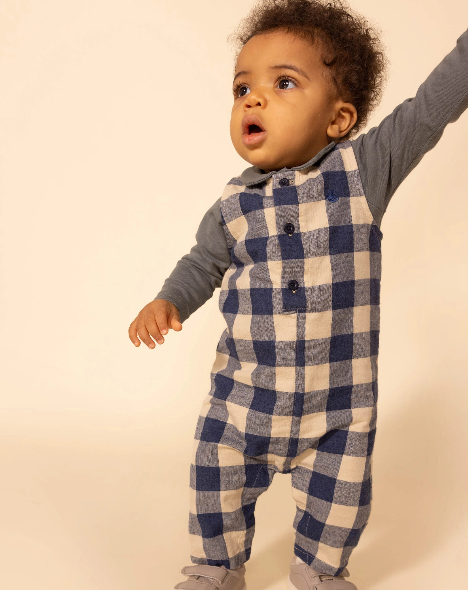 Jumpsuit LEOPOLD in beige/blau/kariert