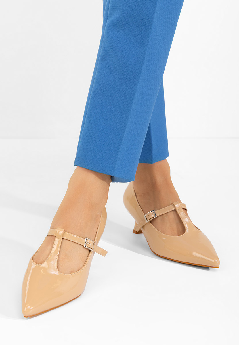 Chaussures à talon fin beige Caty