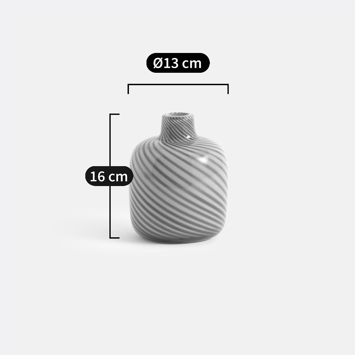 LA REDOUTE INTERIEURS<br>Vaso de vidro listrado, Alt.16 cm Olios
