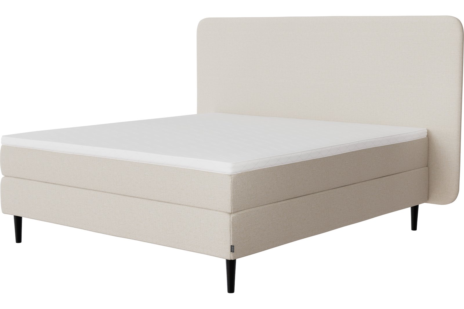 Onyx kontinentalseng Tekstil 292 Natur, fast/ekstra fast, seamless, Sleep I overmadrass og Conic 18 cm sorte ben + støtteben