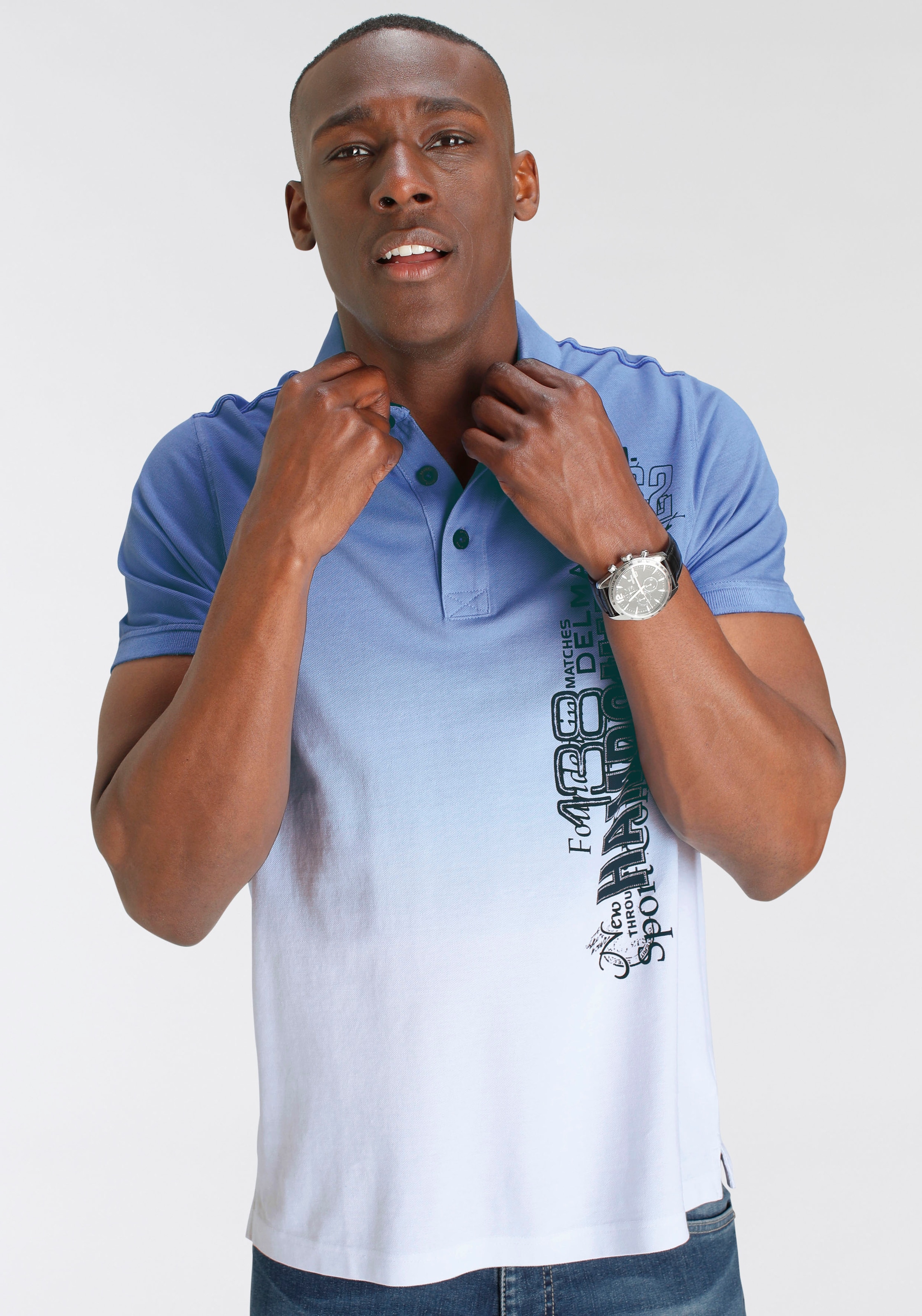 DELMAO Poloshirt , kurzärmelig,  lässiges Batikmuster,  Polokragen