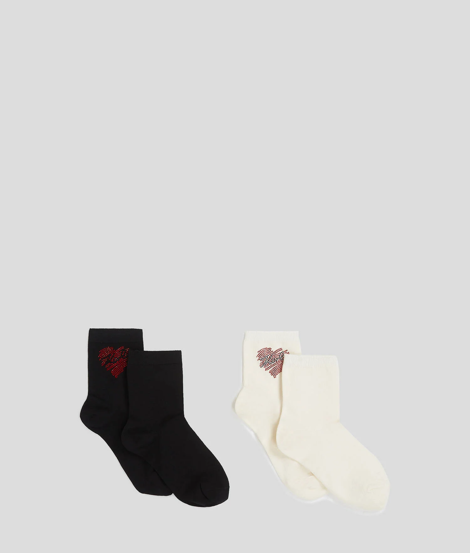 CHAUSSETTES À STRASS K/HEART – LOT DE 2 - Noir/Crème