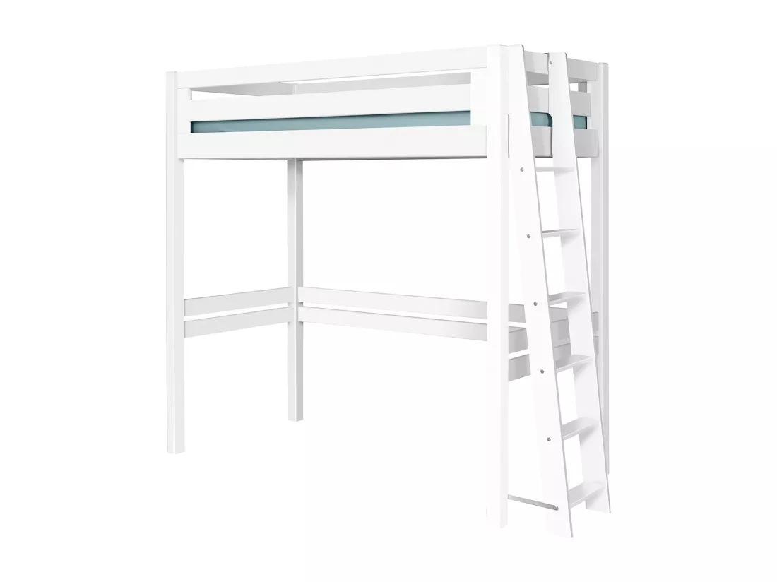 Lit mezzanine 2 places 120x190 cm bois massif blanc ORSAI