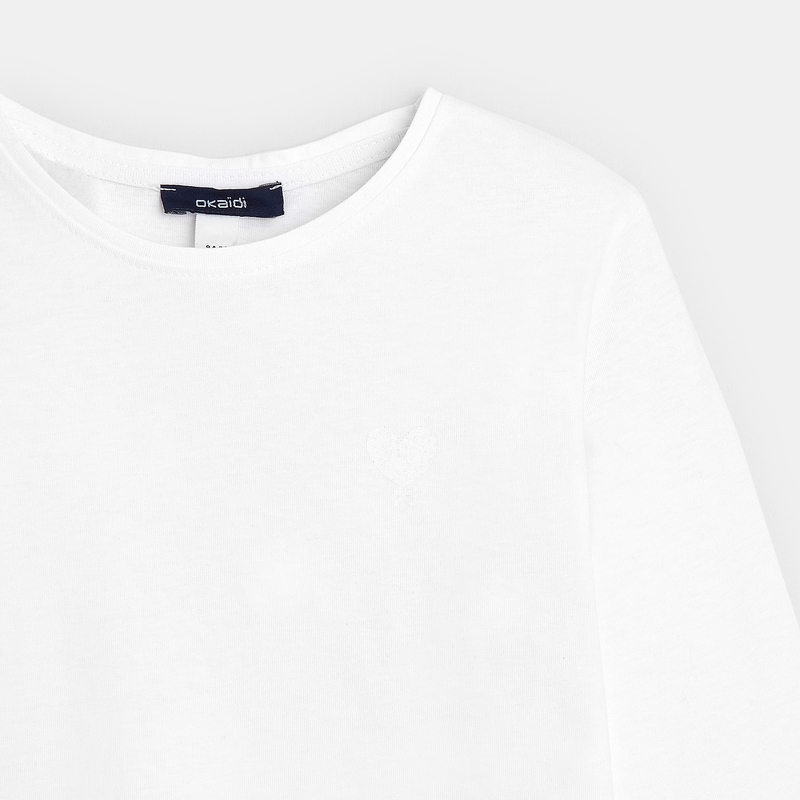 T-shirt basique motif cœur blanc fille