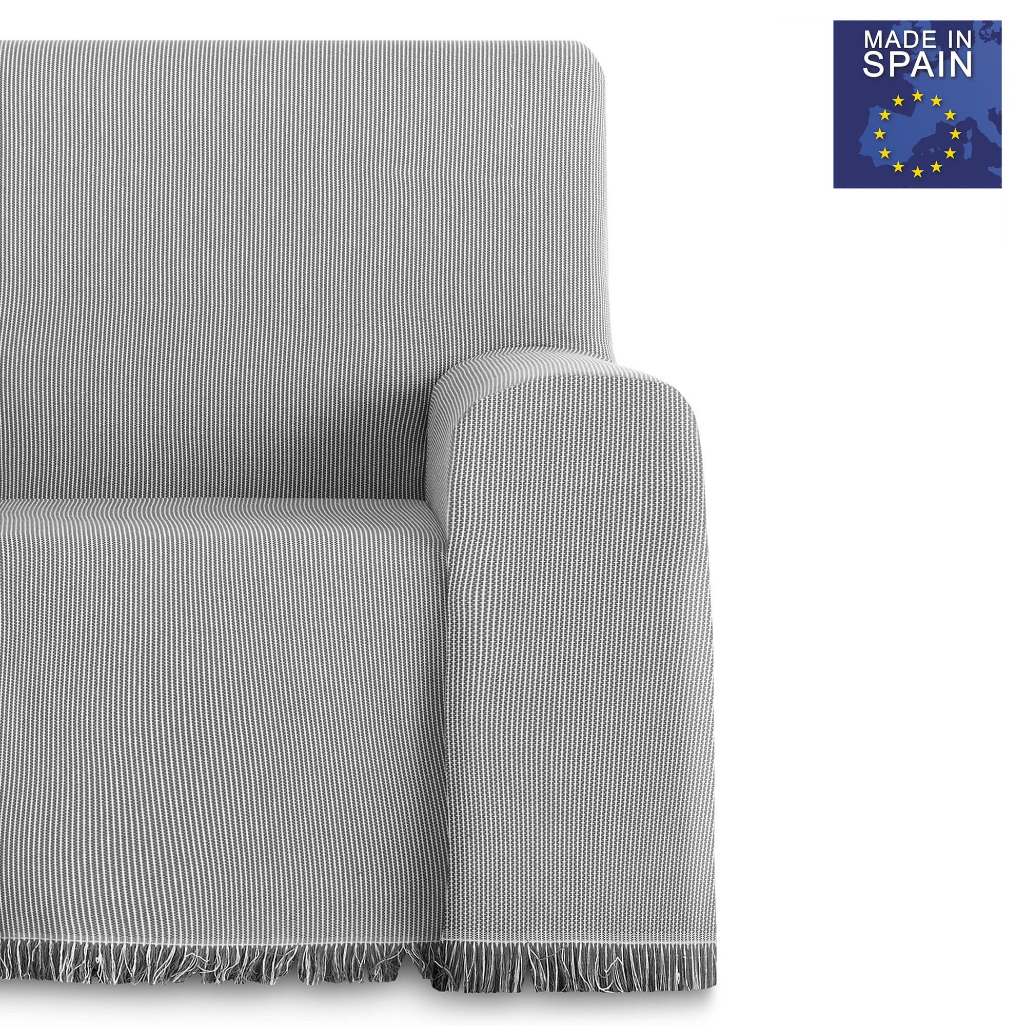 Conjunto de 2 colchas multiuso xadrez Paul, 180 x 260 cm, cinza escuro.