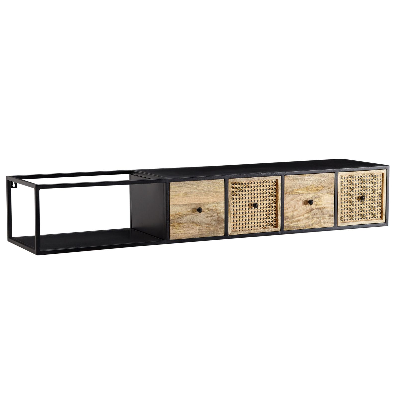 Lowboard - Mangoholz - schwarz - 150 cm