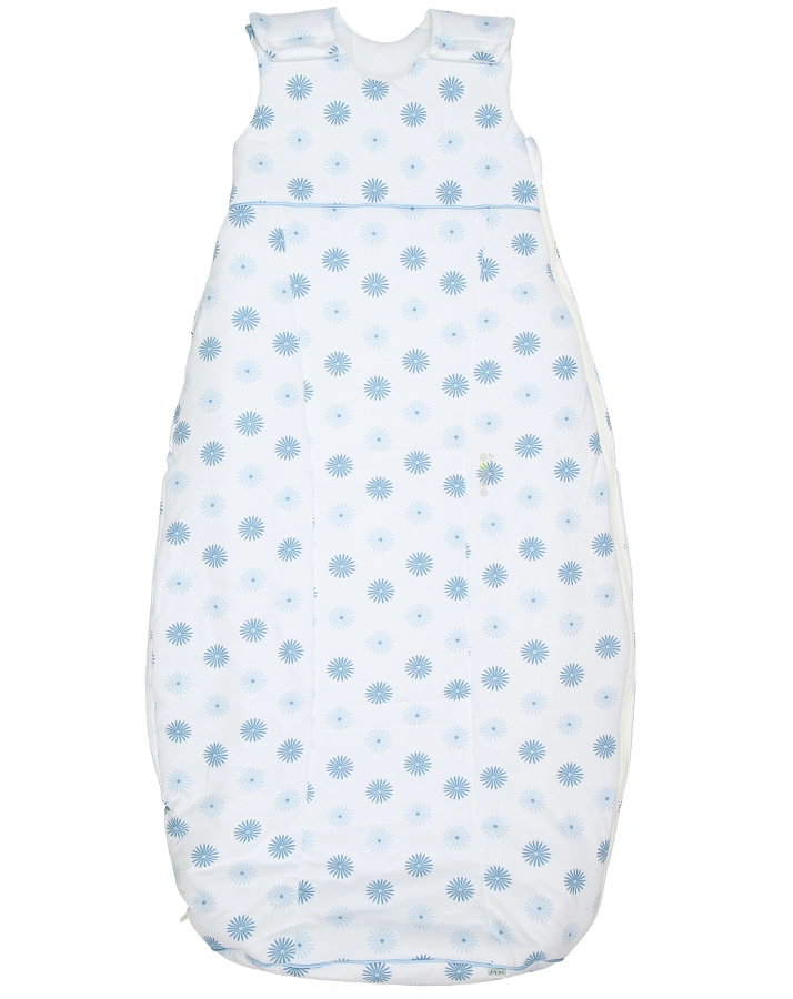 Jersey-Schlafsack BABY-NEST® AIRPOINTS® FLOWERS in weiß/hellblau