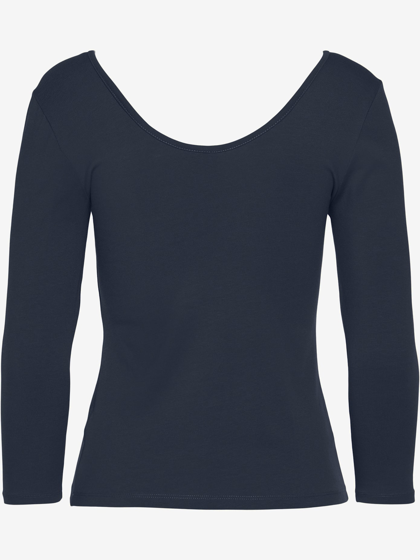 T-shirt manches longues encolure dos arrondie