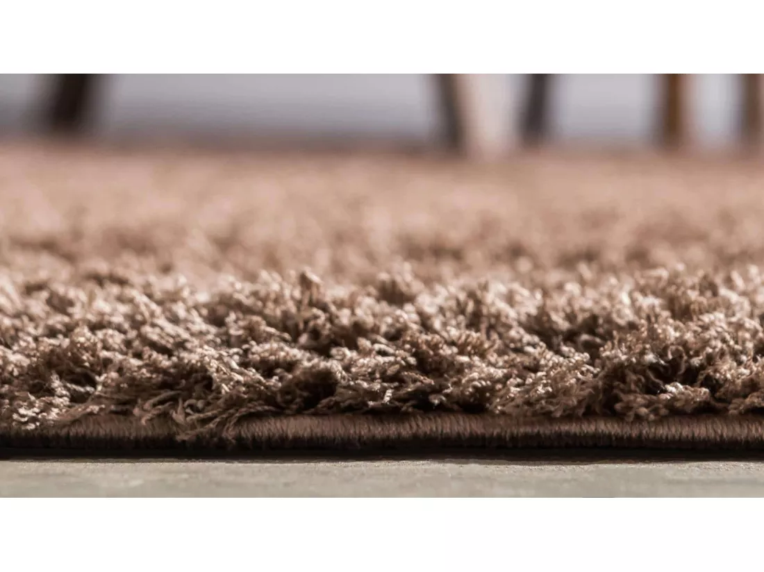Tapis shaggy 240x240 brun Luzern