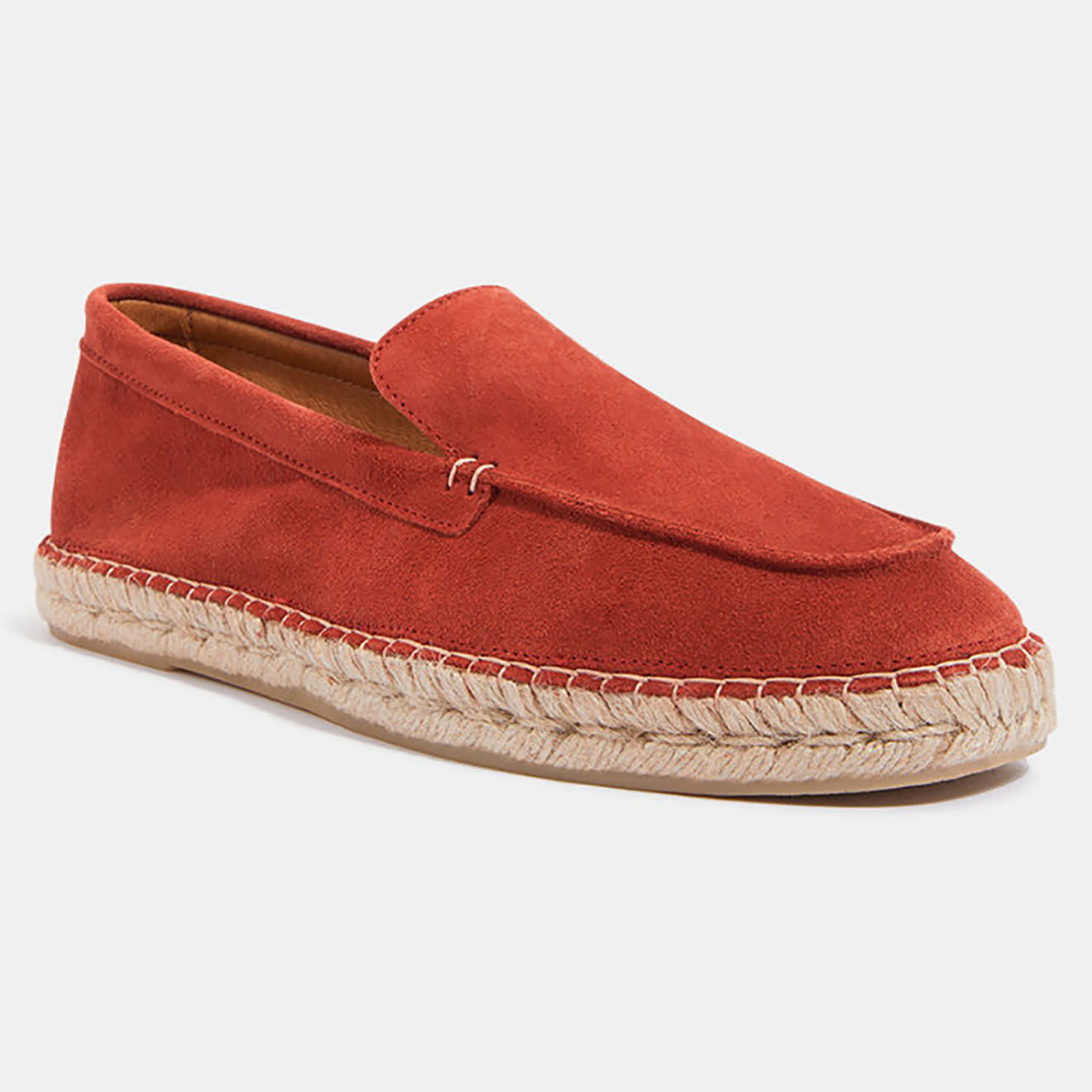 Comptoir GL Mocassins espadrilles en Velours de Cuir orange brique