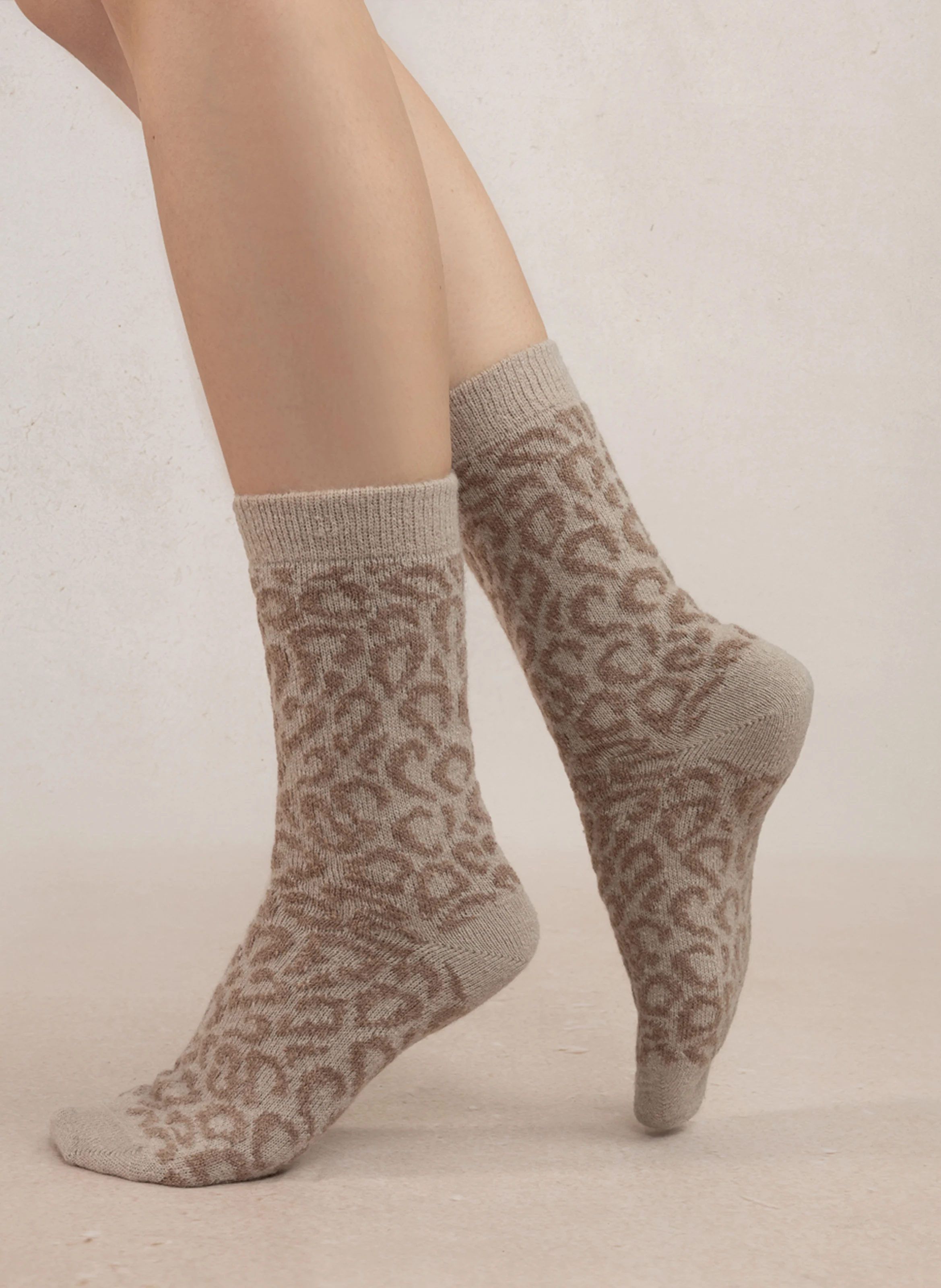 LEOPARD - Chaussettes en laine mélangée | Beige