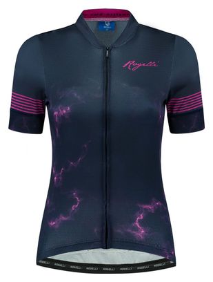 Maillot Manches Courtes Velo Rogelli Marble - Femme - Bleu/Rose