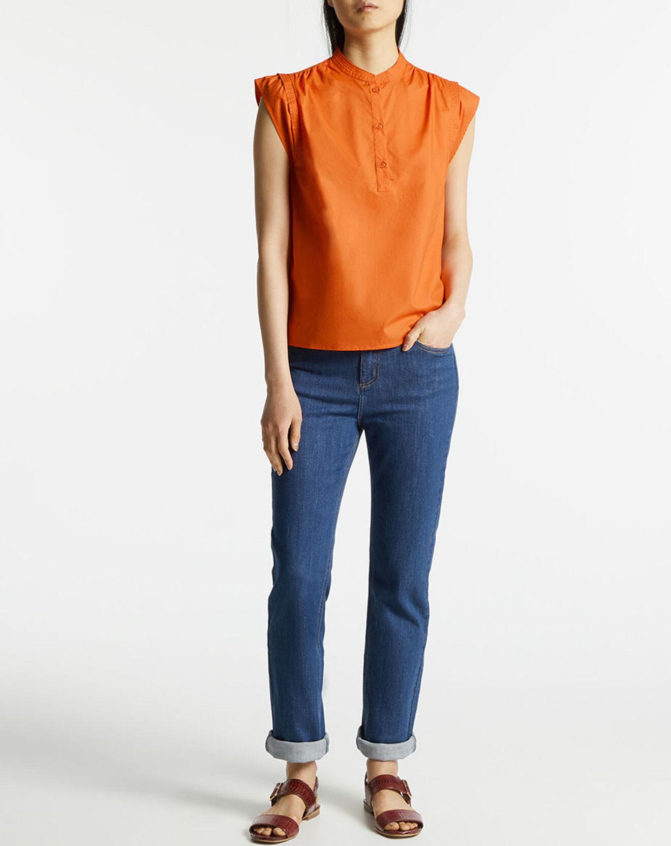 Galeries Lafayette Blouse en Coton MC orange