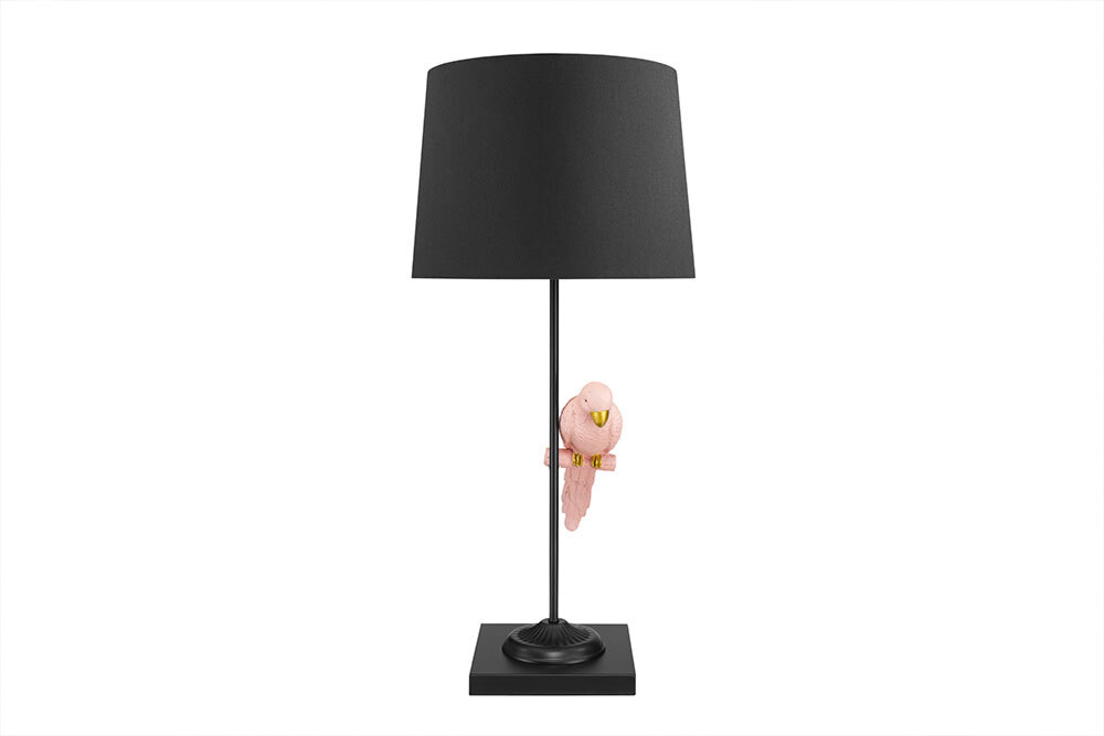 Design Tischlampe WILDLIFE 75cm schwarz terracotta rund Papagei Skulptur