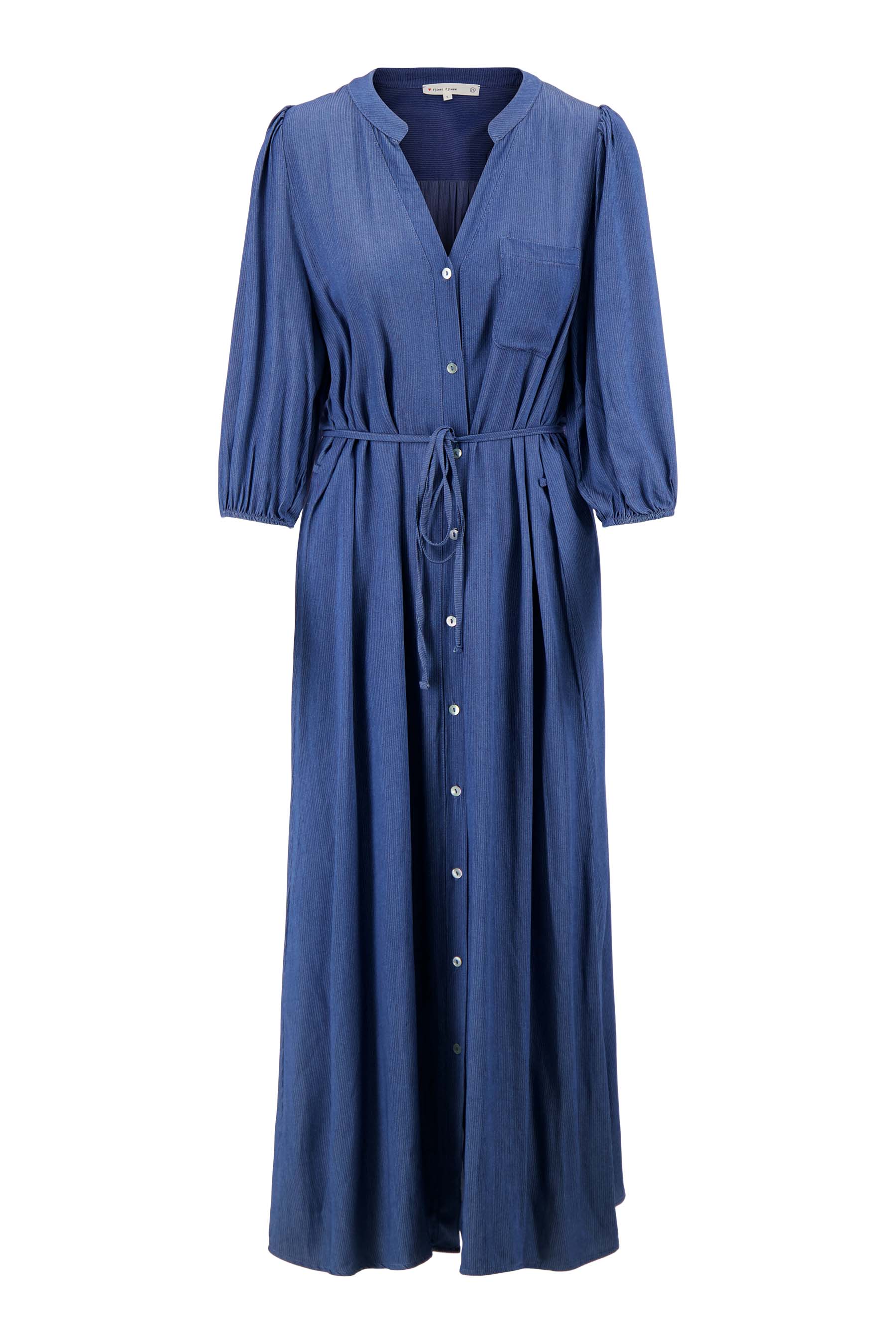 tencel denim dress poff sleeves striped