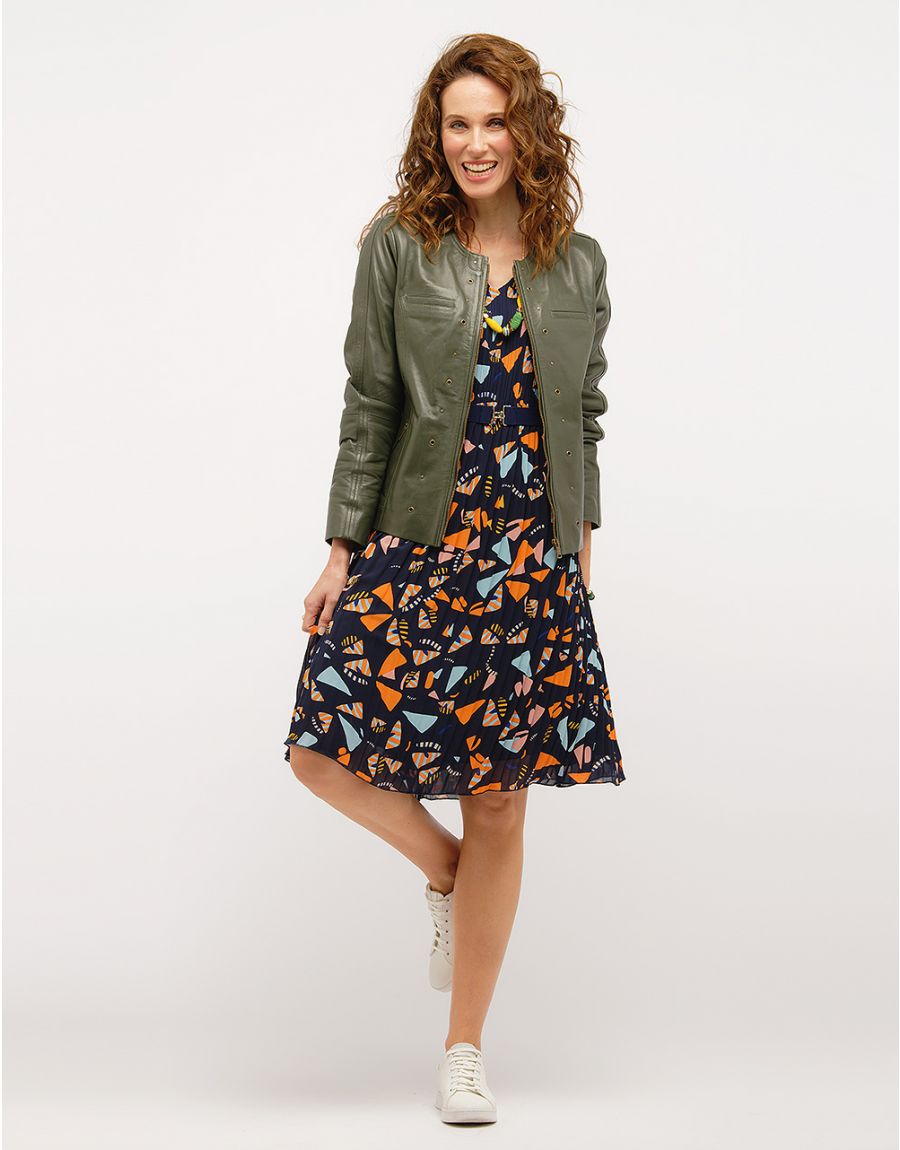 Robe plissée bleu marine