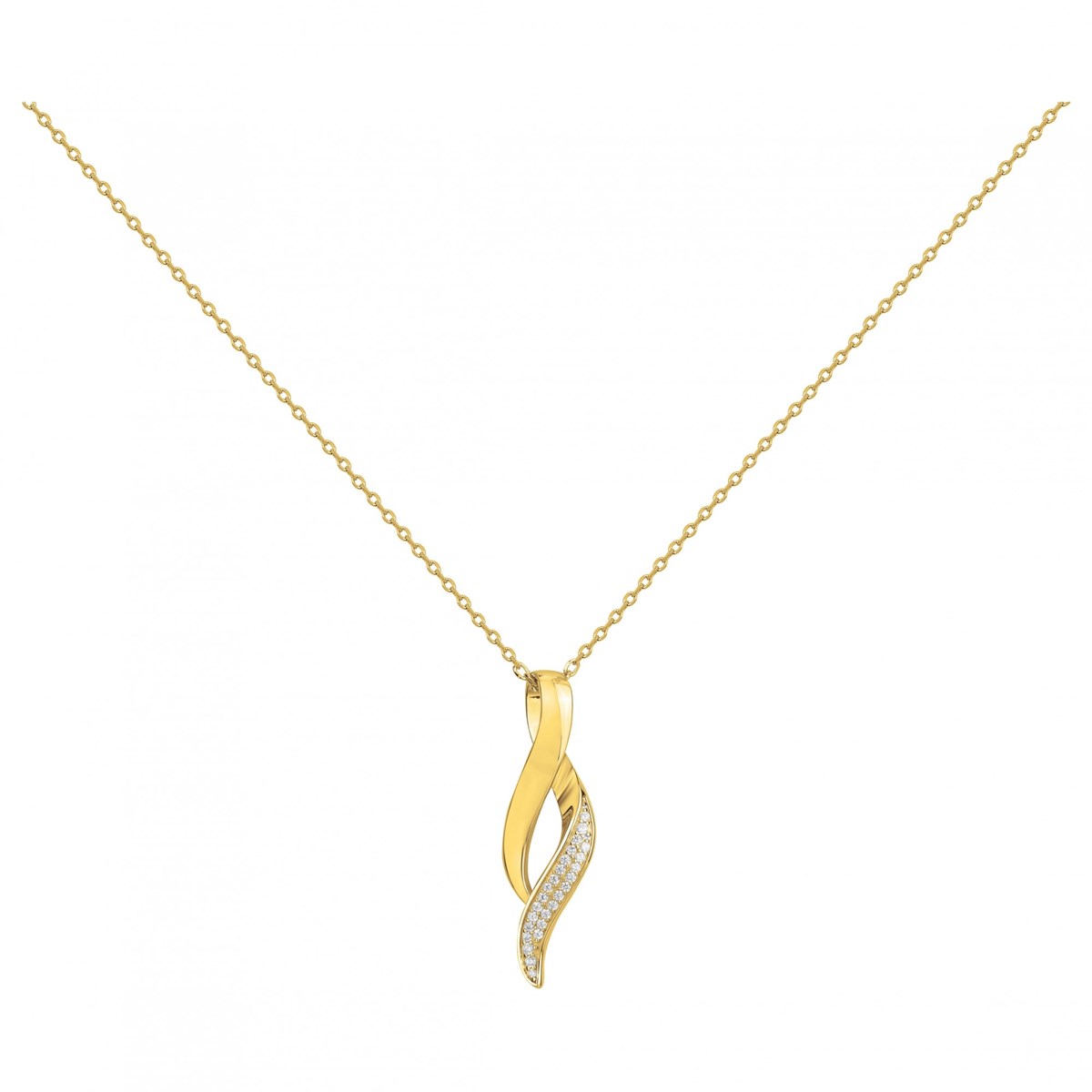 Collier en Plaqué Or avec oxyde de zirconium blanc