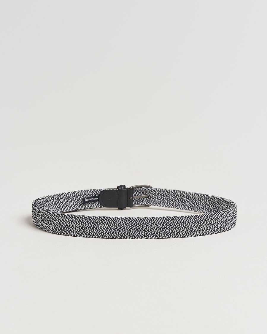 Anderson's Stretch Woven 3,5 cm Belt Navy/White