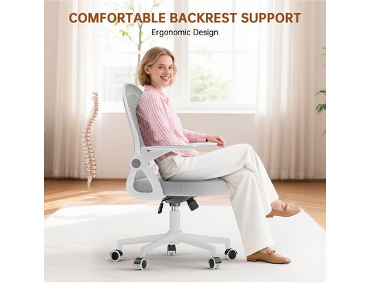 RATTANTREE - Chaise de bureau maille dossier moyen grise