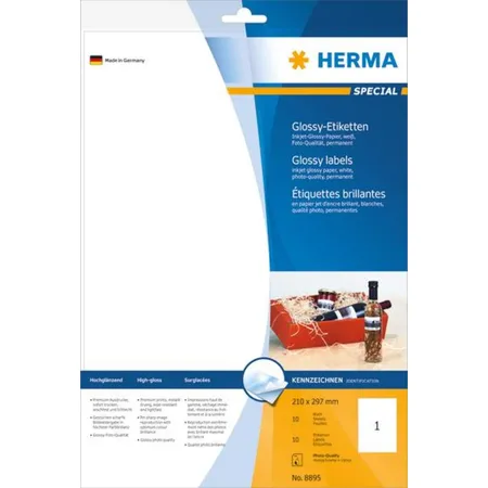 HERMA Hochglanz-Etiketten Inkjet, permanent haftend, weiß