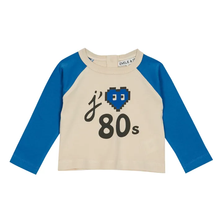 Emile et Ida T-Shirt Coton Bio Bicolore 80s | Bleu