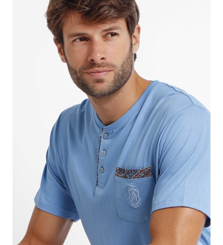 Pijama de manga curta Admas ADMAS CLASSIC, novo, azul cashmere.