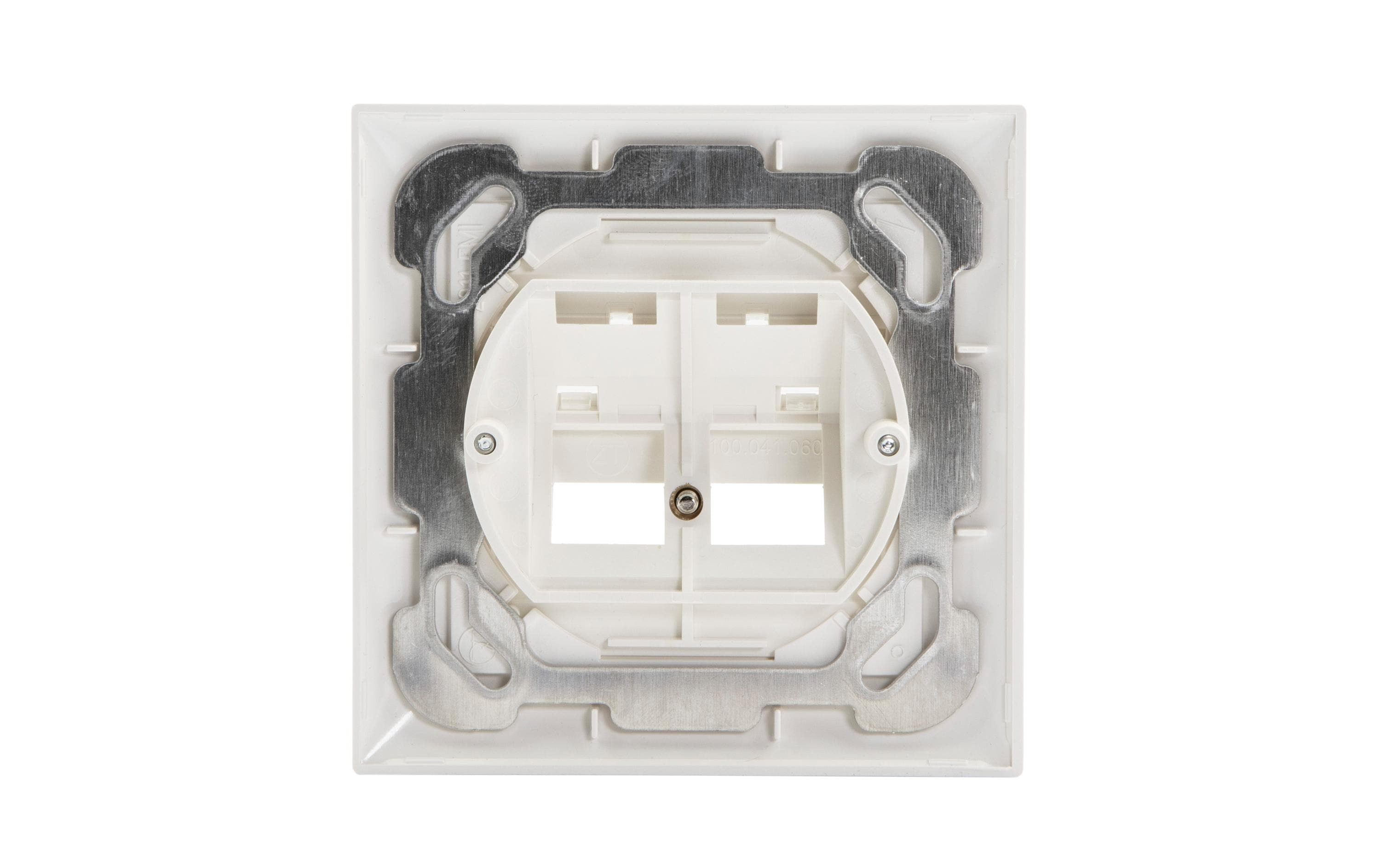 Netzwerkdose UP60 2x Keystone 1 StückUP Anschlussdose, EDIZIOdue-kompatibel, für 2x KS/GG45, Schrägauslass, mit Abdeckrahmen 80 x 80 mm