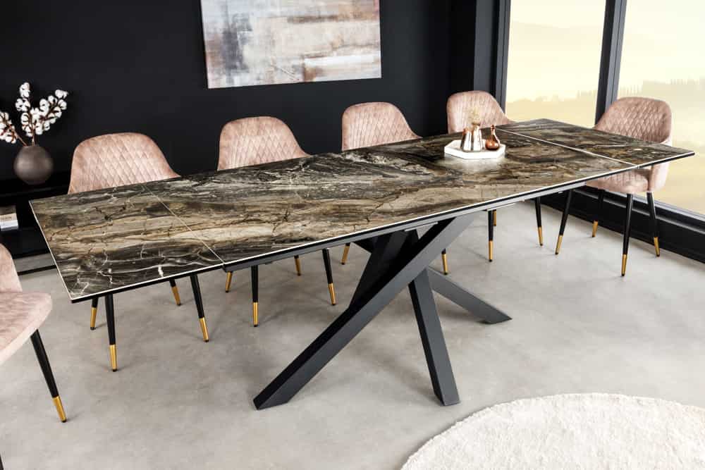 Ausziehbarer Esstisch MARVELOUS 180-220-260cm taupe Marmor Keramik made in Italy