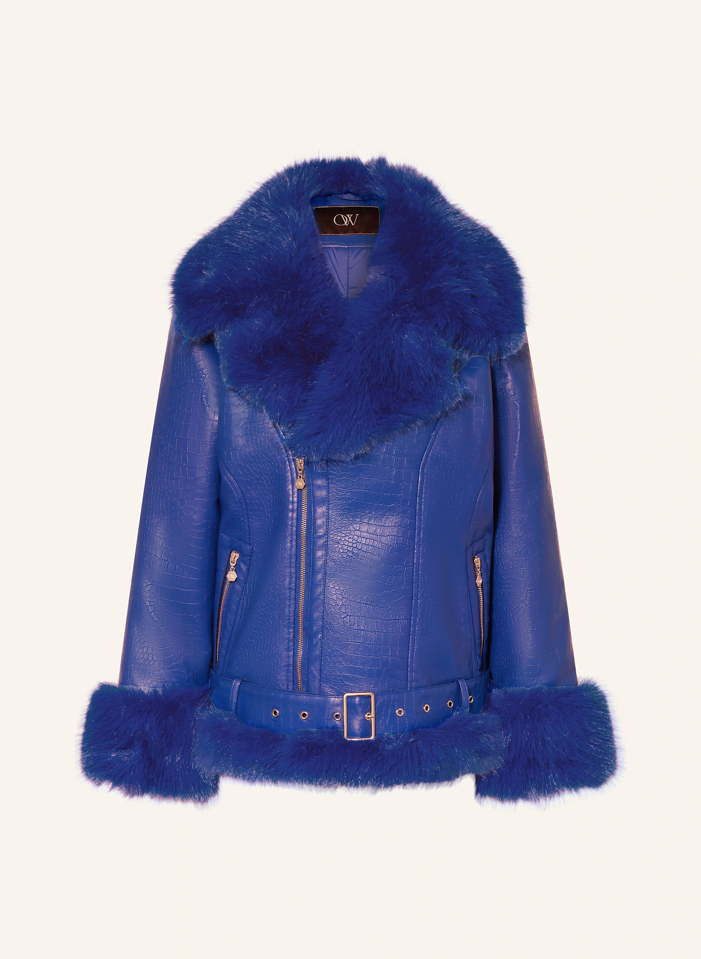 OW Collection Jacke CROC in Lederoptik mit Kunstfell
