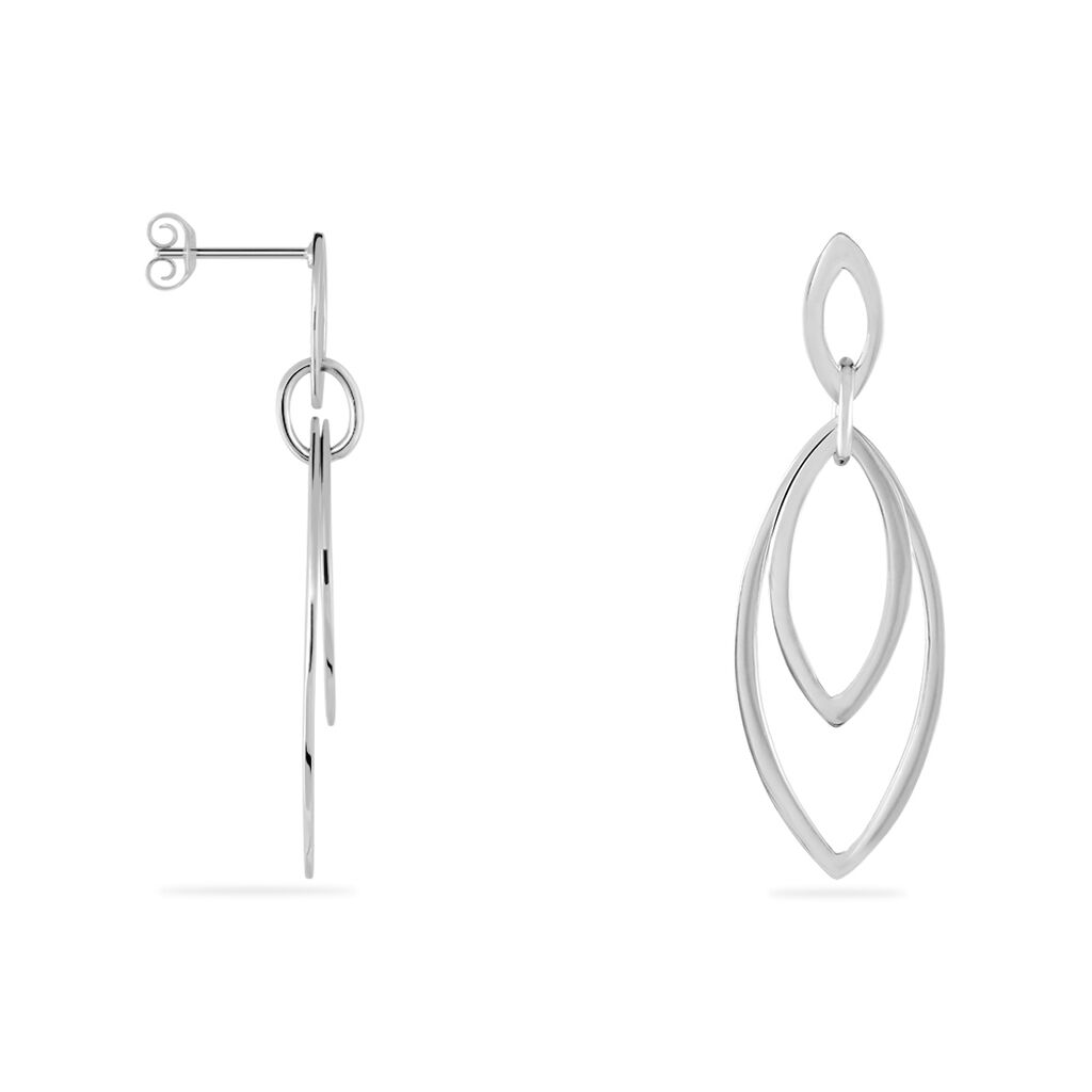 Boucles D'oreilles Pendantes Toupie Argent Blanc