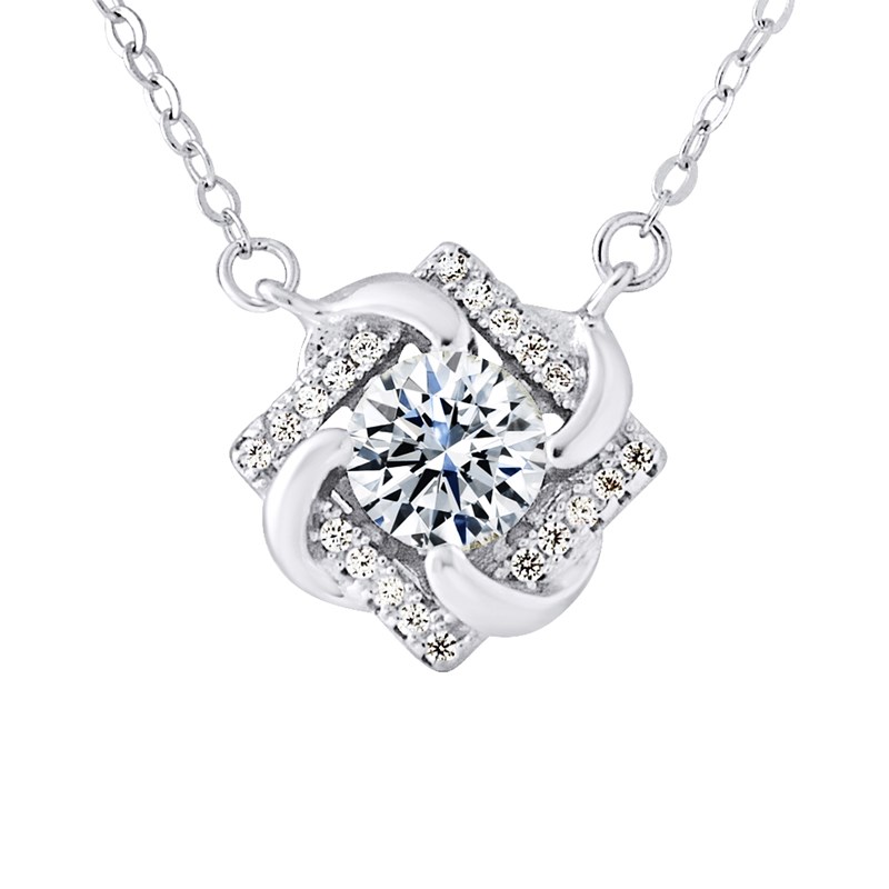 Collier SOLITAIRE - Oxydes de zirconium - Argent 925