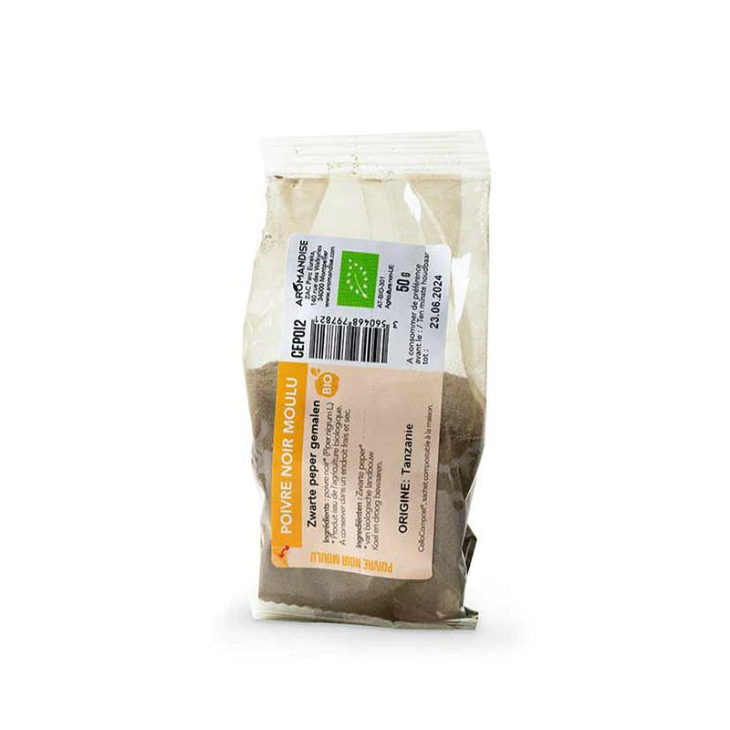Poivre noir moulu bio - 50 g Aromandise