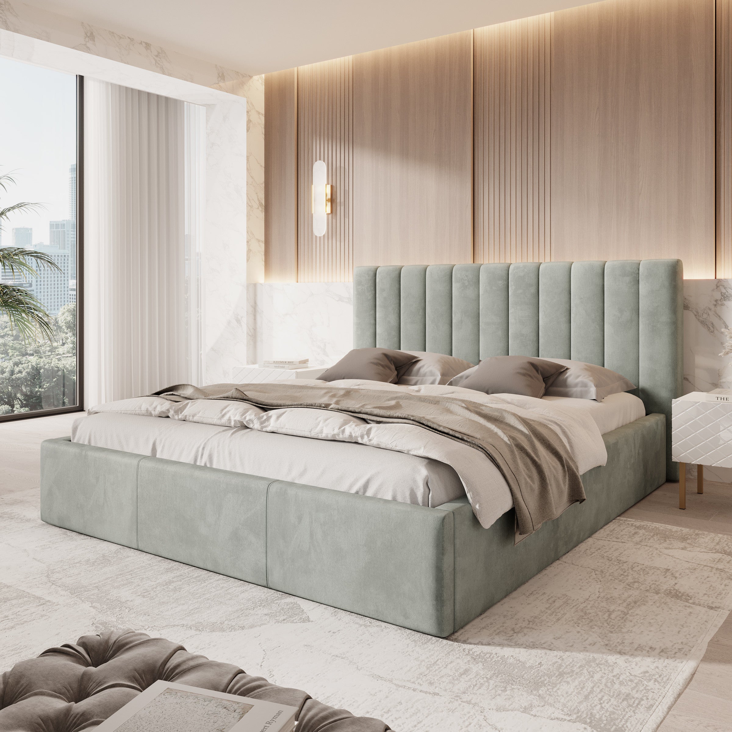 Chief - Tweepersoonsbed - Velvet grijs - 180x200 cm
