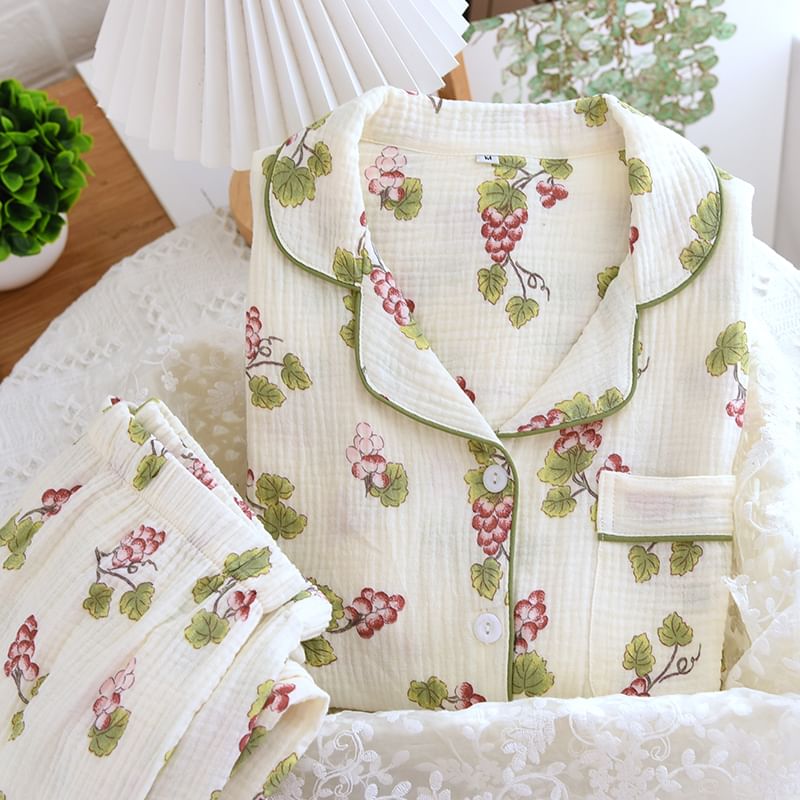 MelMount - Pyjamaset: T-shirt met druivenprint + broek