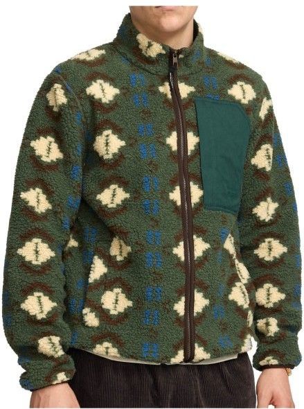 Revolution Printed Pocket Teddy Fleecevest (Heren |olijfgroen)