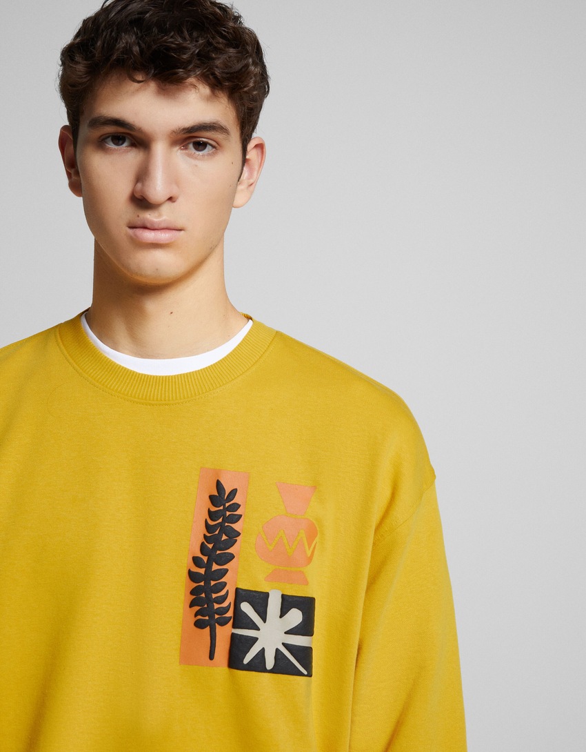 Moletom estampado com gola redonda